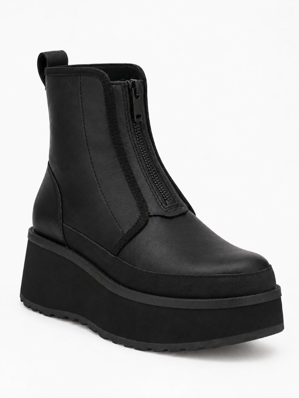 UGG Cityfunc Zip Platform Boots Black Leather US 9 Goth Moto Edgy Alt Grunge